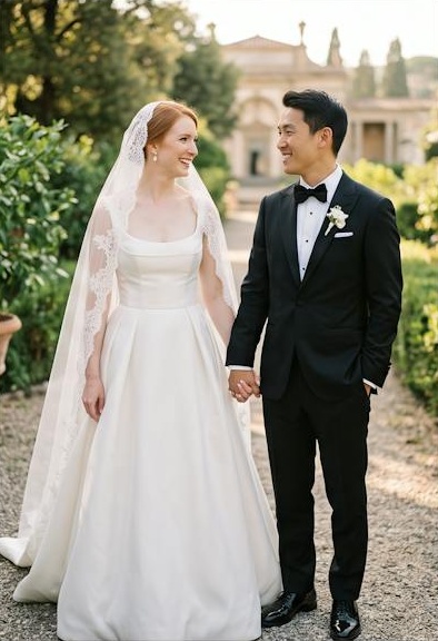 Wedding session with a bride and groom